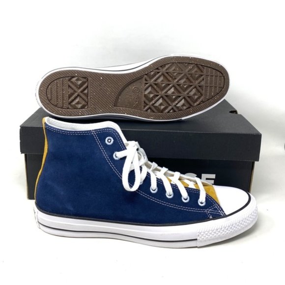 Converse Chuck Taylor High Yellow Blue Suede Men Sneakers Custom A03948C-BLYBL - Picture 7 of 11